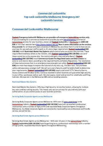 Commercial Locksmith - Locksmith Services Kew