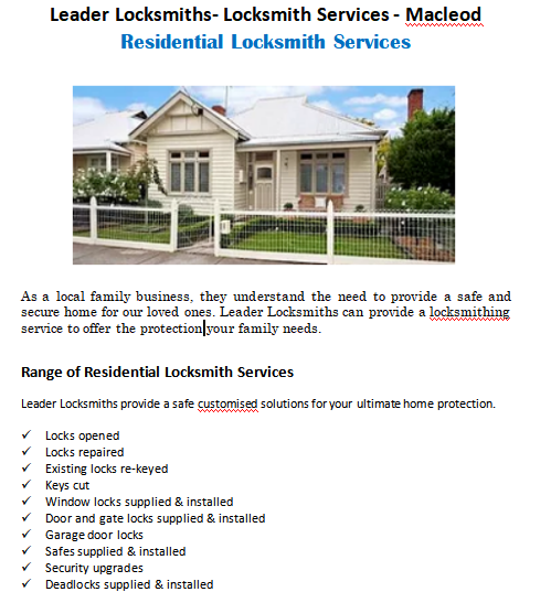 Residential Locksmith Services Viewbank