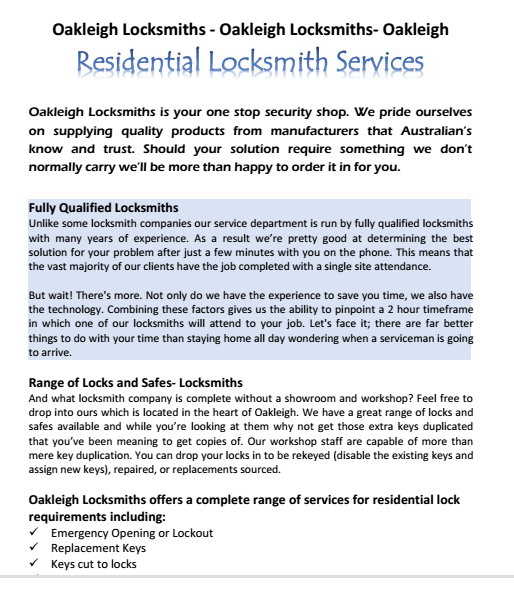 Residential Locksmith Services Lower plenty