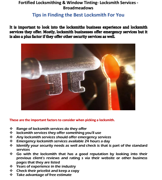 Tips in Finding the Best Locksmith For You Wheelers hill