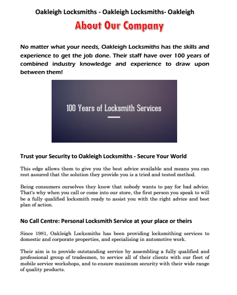 About Our Company- Locksmiths Seddon