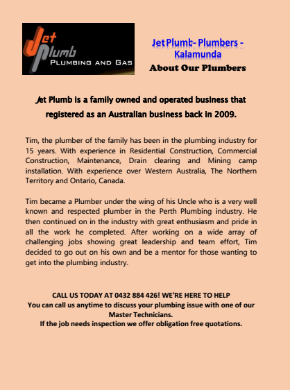 About Our Plumbers Kalamunda