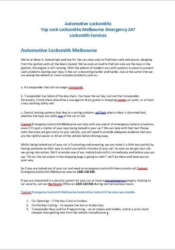 Automotive Locksmith - Locksmith Services Altona