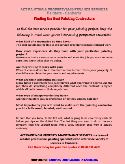 Finding the Best Painting Contractors Canberra