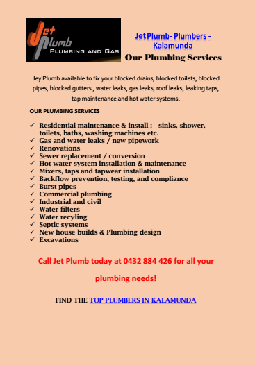 Our Plumbing Services Kalamunda