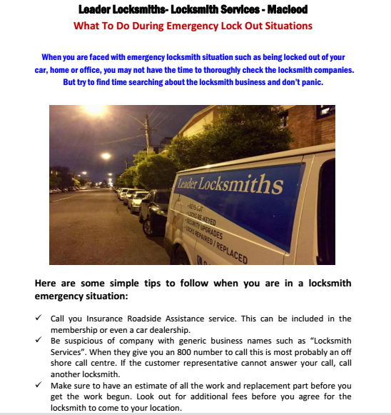 What To Do in Lockout Situations East melbourne